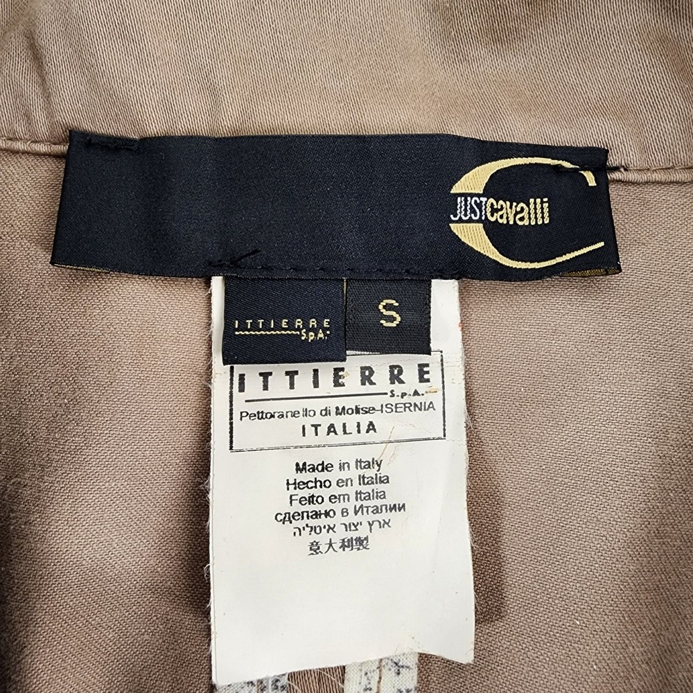 Just Cavalli Roberto Cavalli Tan Khaki Utility Military Jacket Womens Small IT40 - Picture 2 of 8
